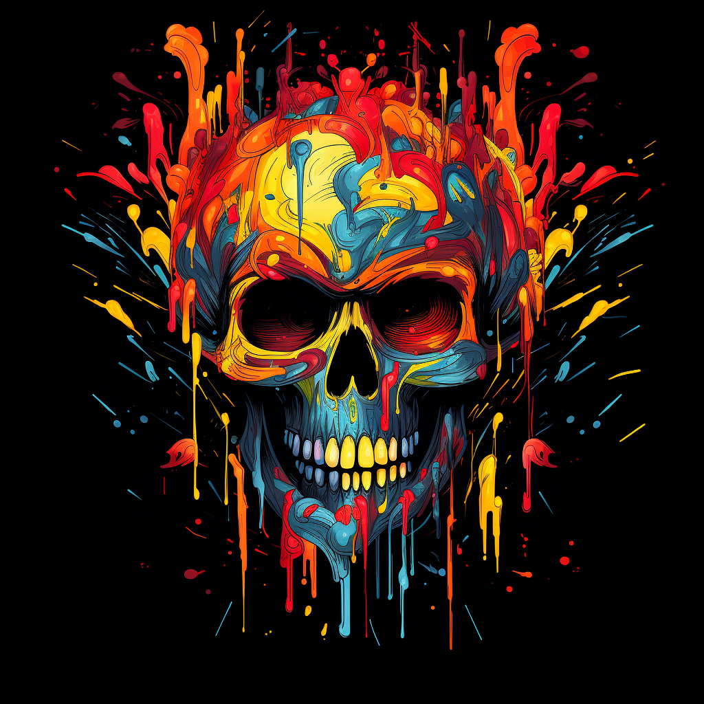 Abstract skull artwork in motion