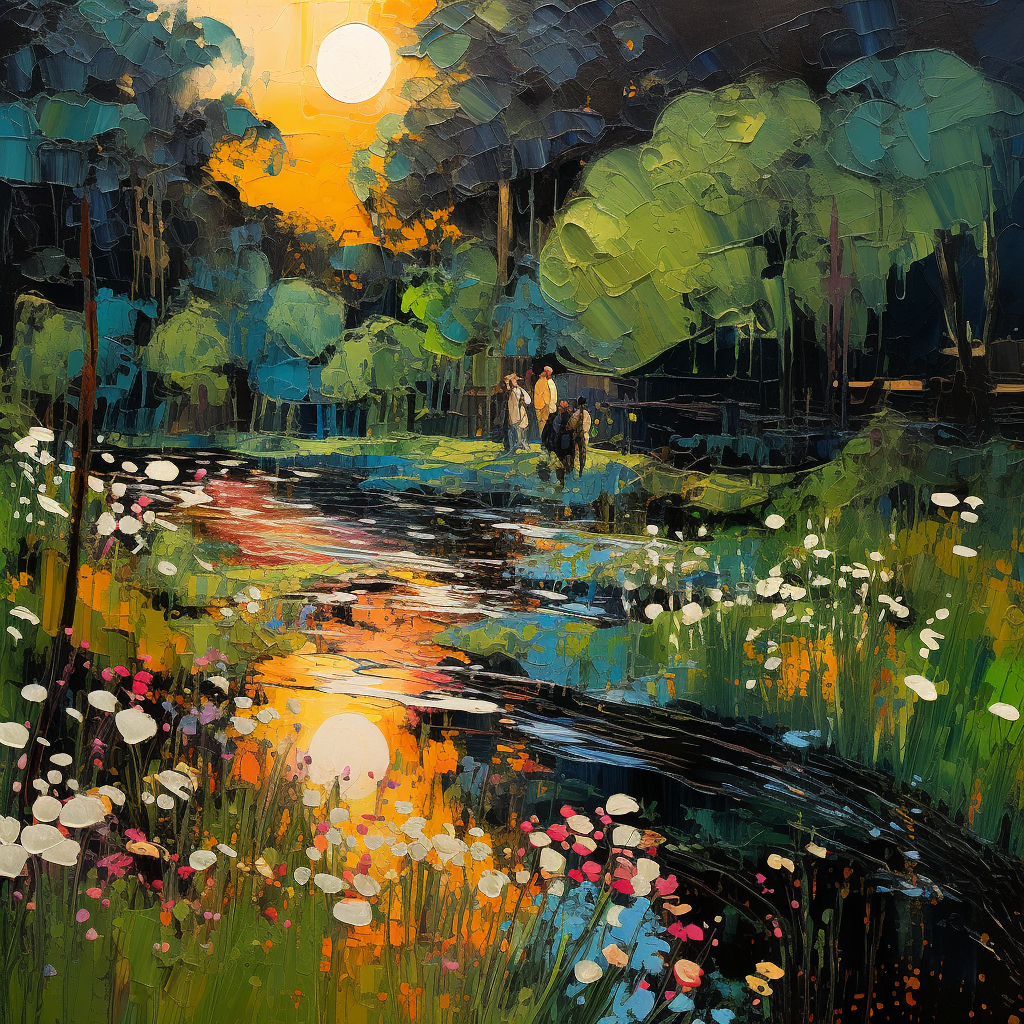 Abstract spring brook painting