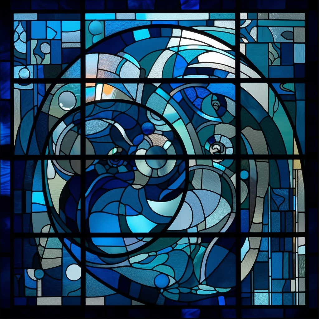 Abstract stained glass window artwork