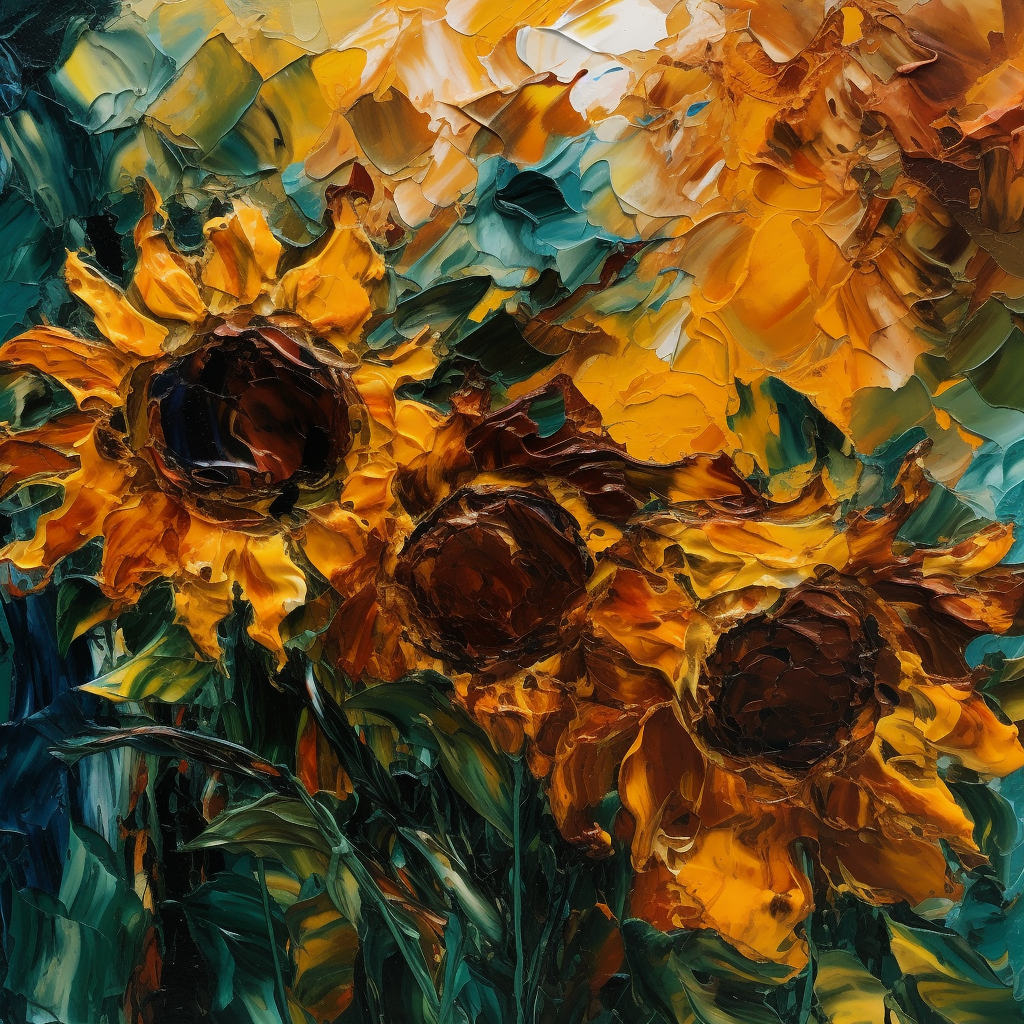 Colorful abstract sunflower artwork with alcohol ink.