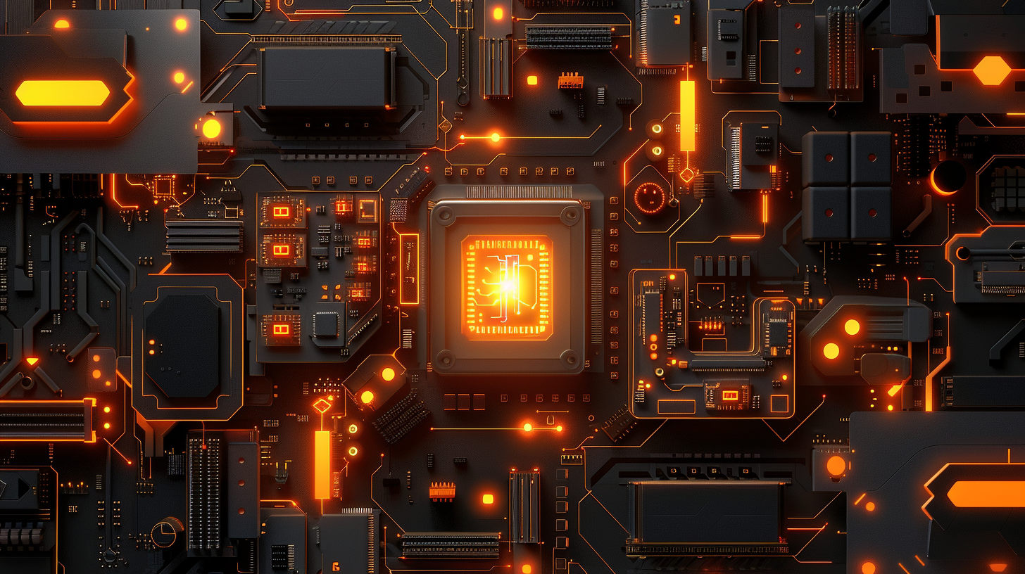 Abstract tech hardware orange lights