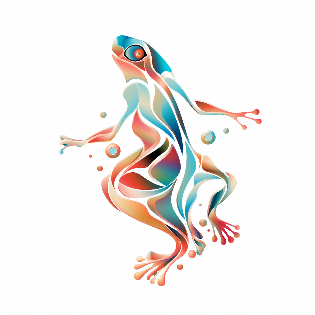 Vibrant abstract tree frog on white background