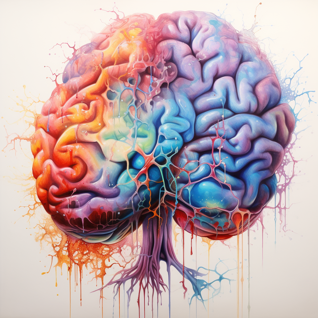 Abstract watercolor painting of human brain art