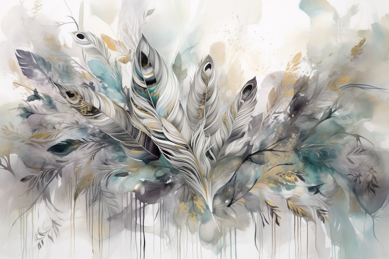 Abstract Feathers in Grey and Silver