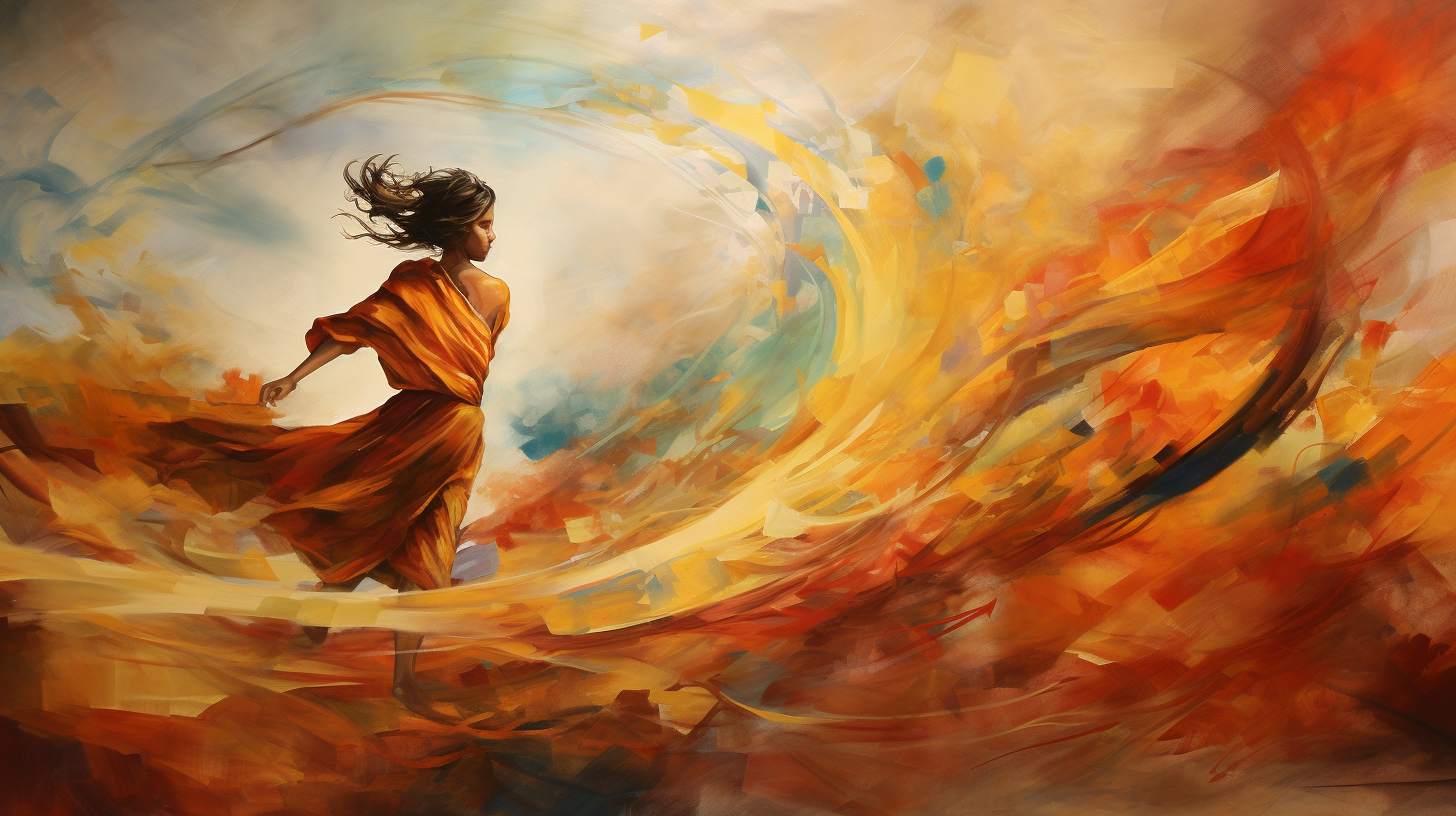 Abstract image of running in the wind