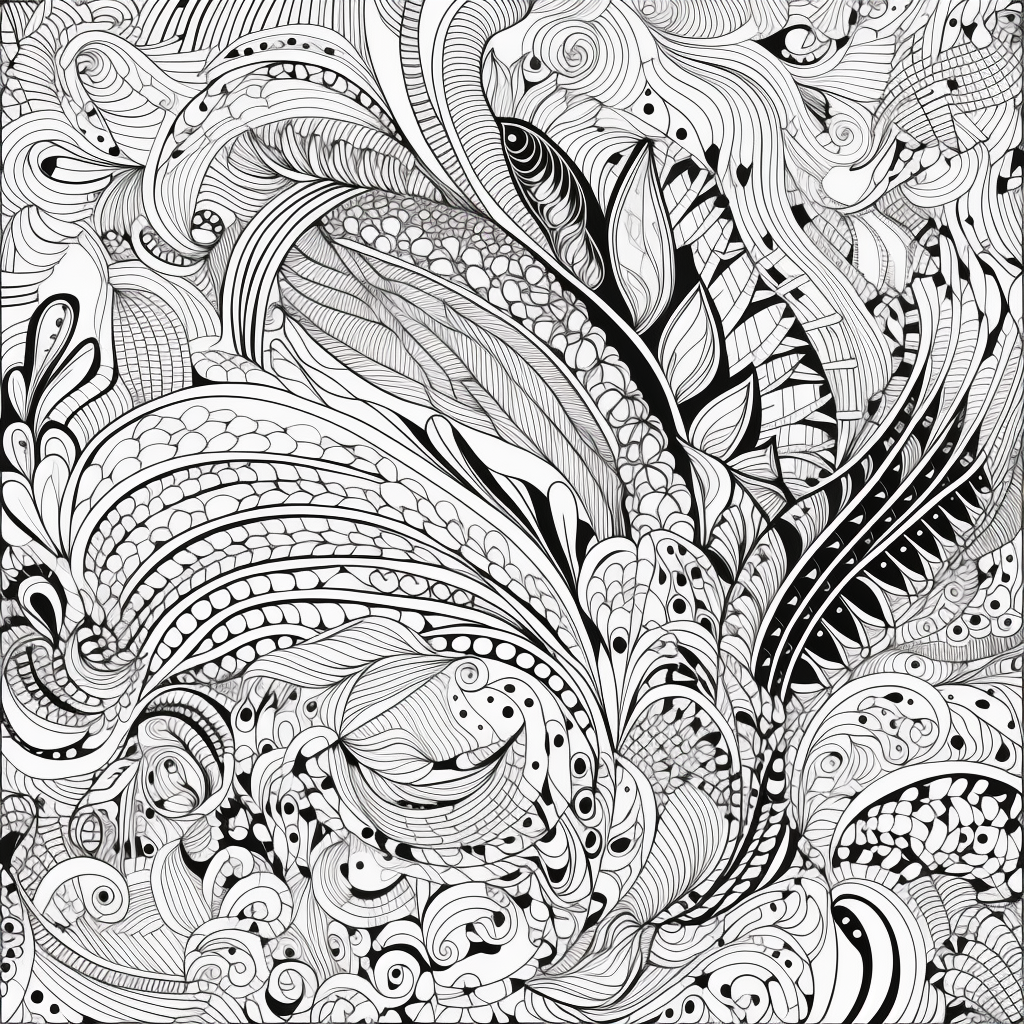 Zentangle Black White Coloring Page