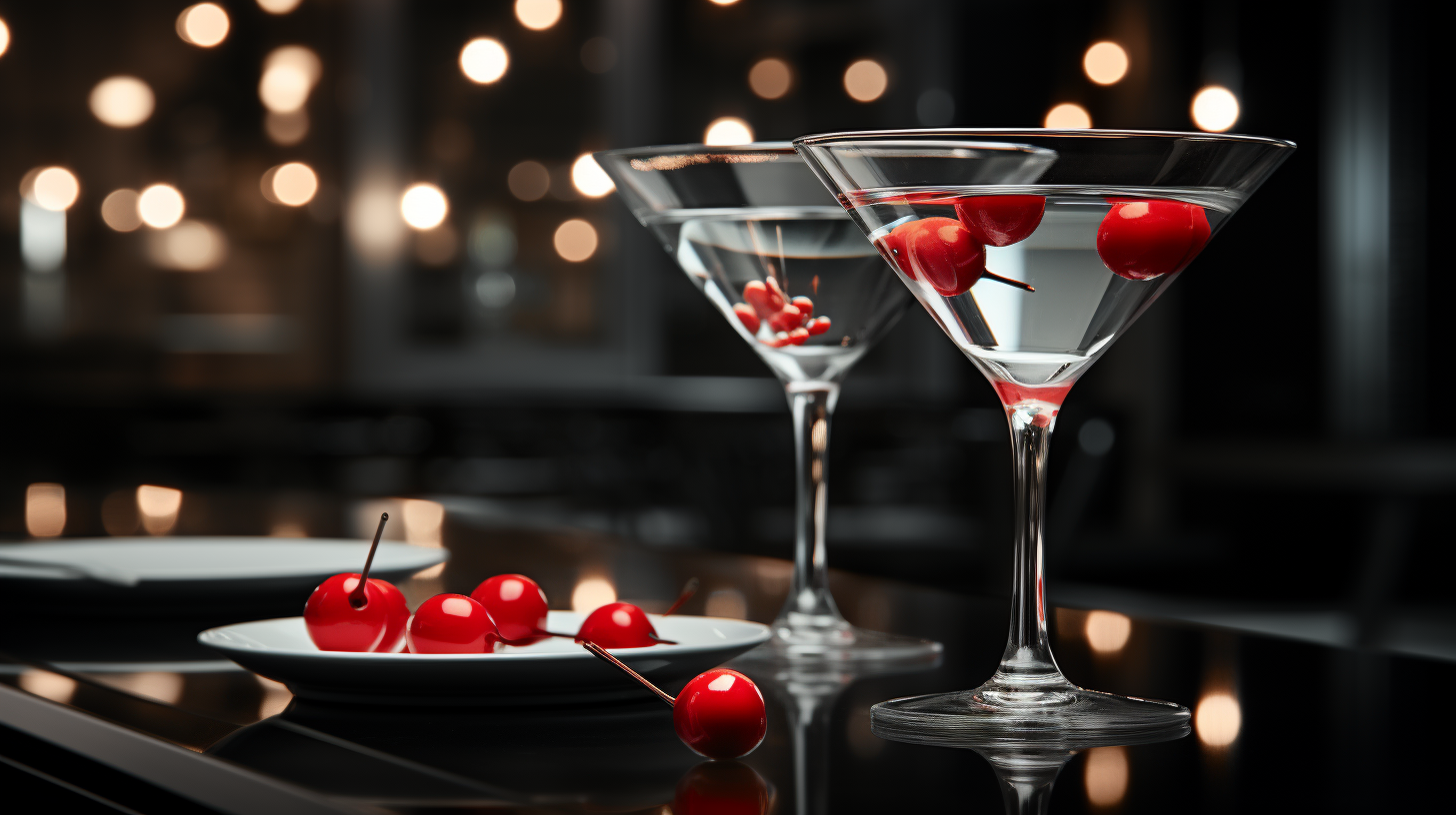 Cocktails in abstract Christmas decor