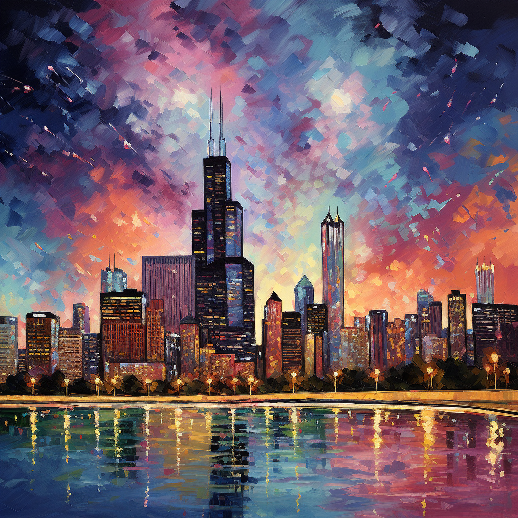 Colorful Chicago Skyline Artwork