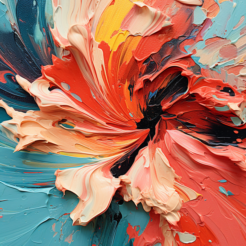 Abstract flower painting with heavy brush strokes