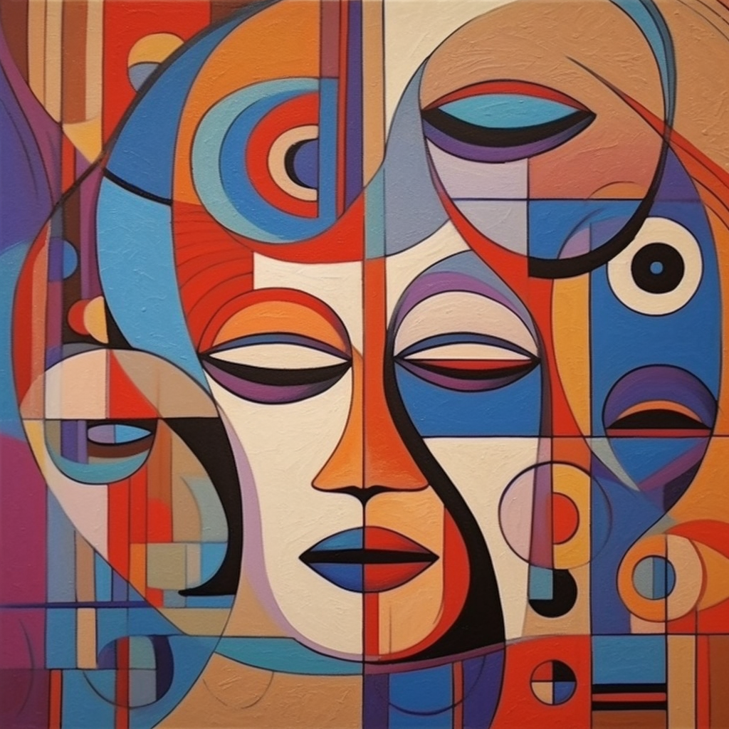 Colorful geometric faces artwork