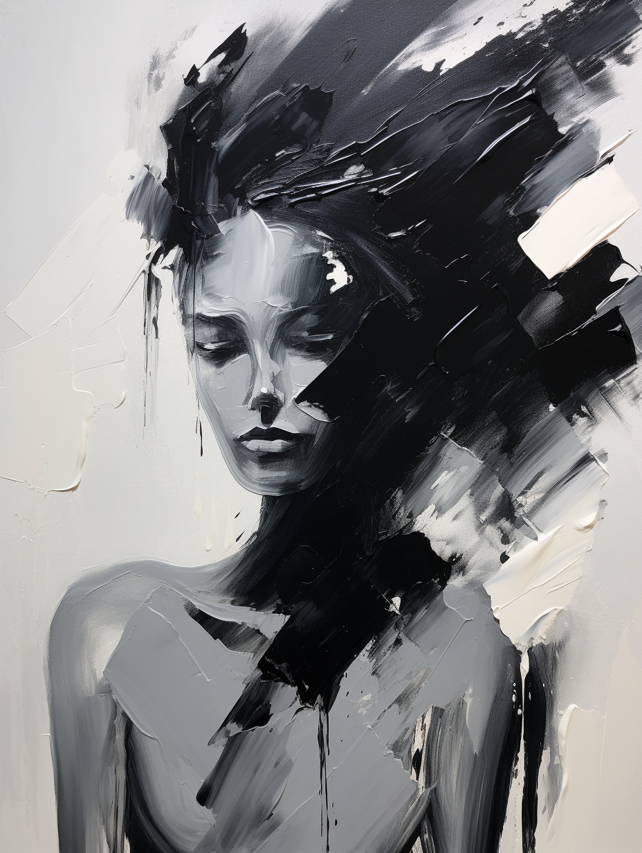 Abstract portrait of woman in acrylic painting