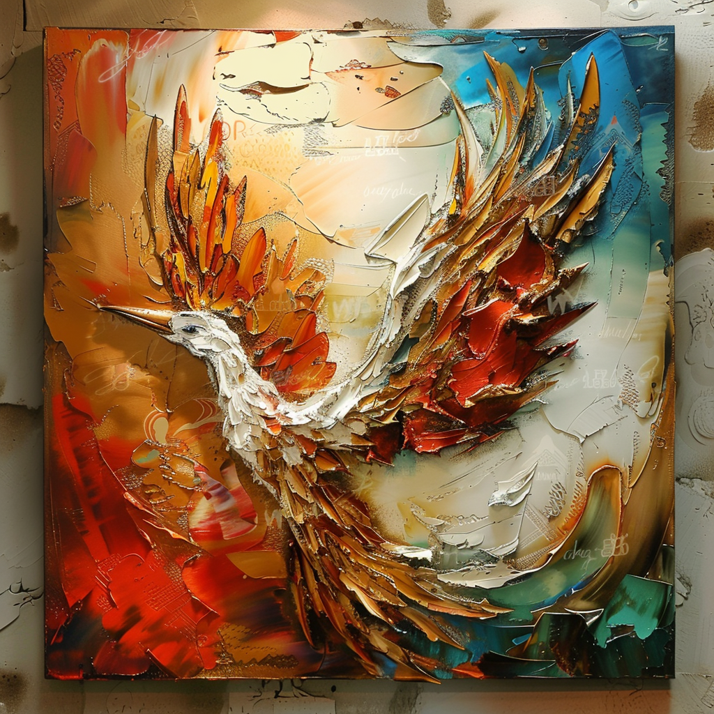 Angel style relief abstract painting