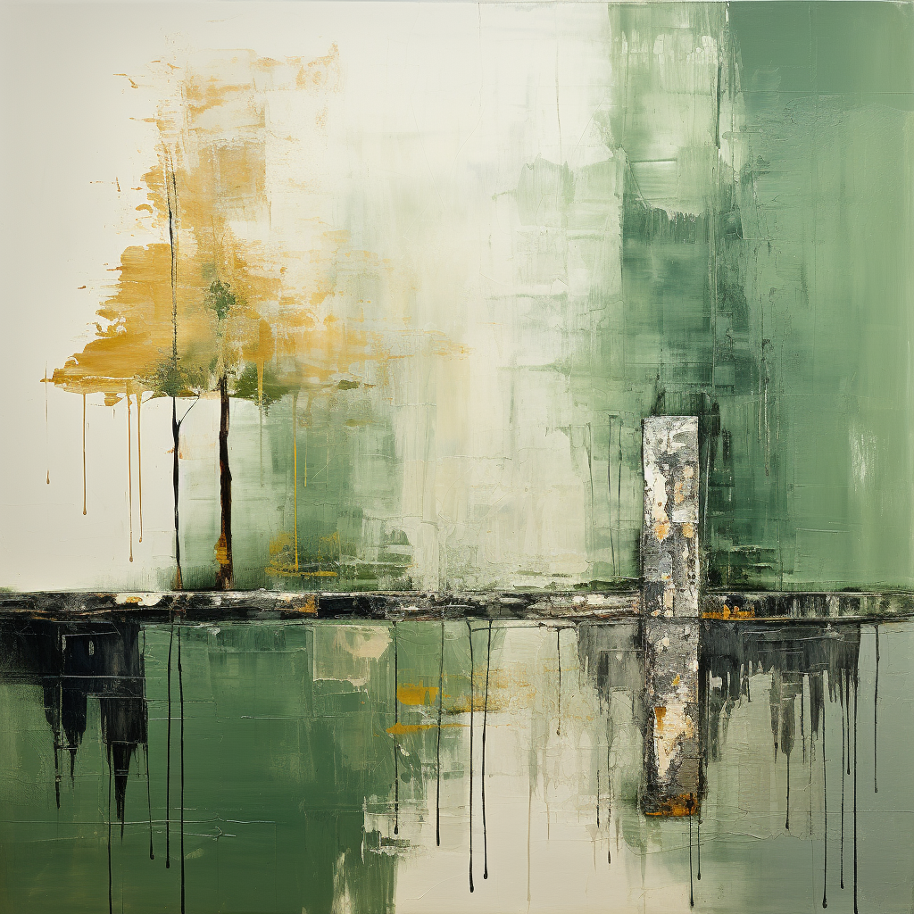 Beautiful sage green abstract painting