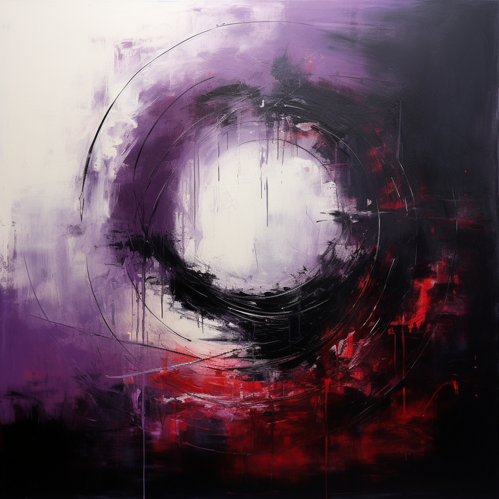 Abstract painting with purple circle representing duality  ?