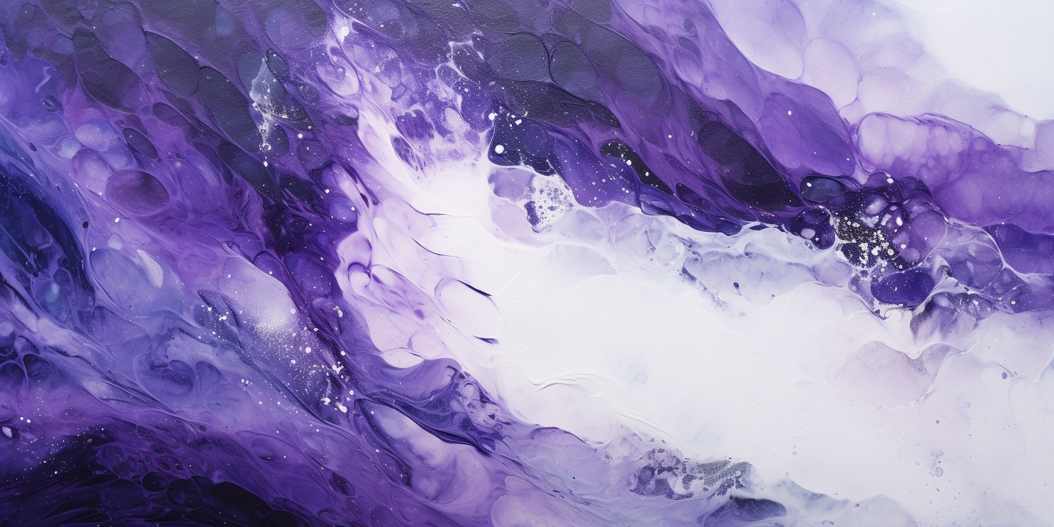 Abstract sea art in purple, white, and black