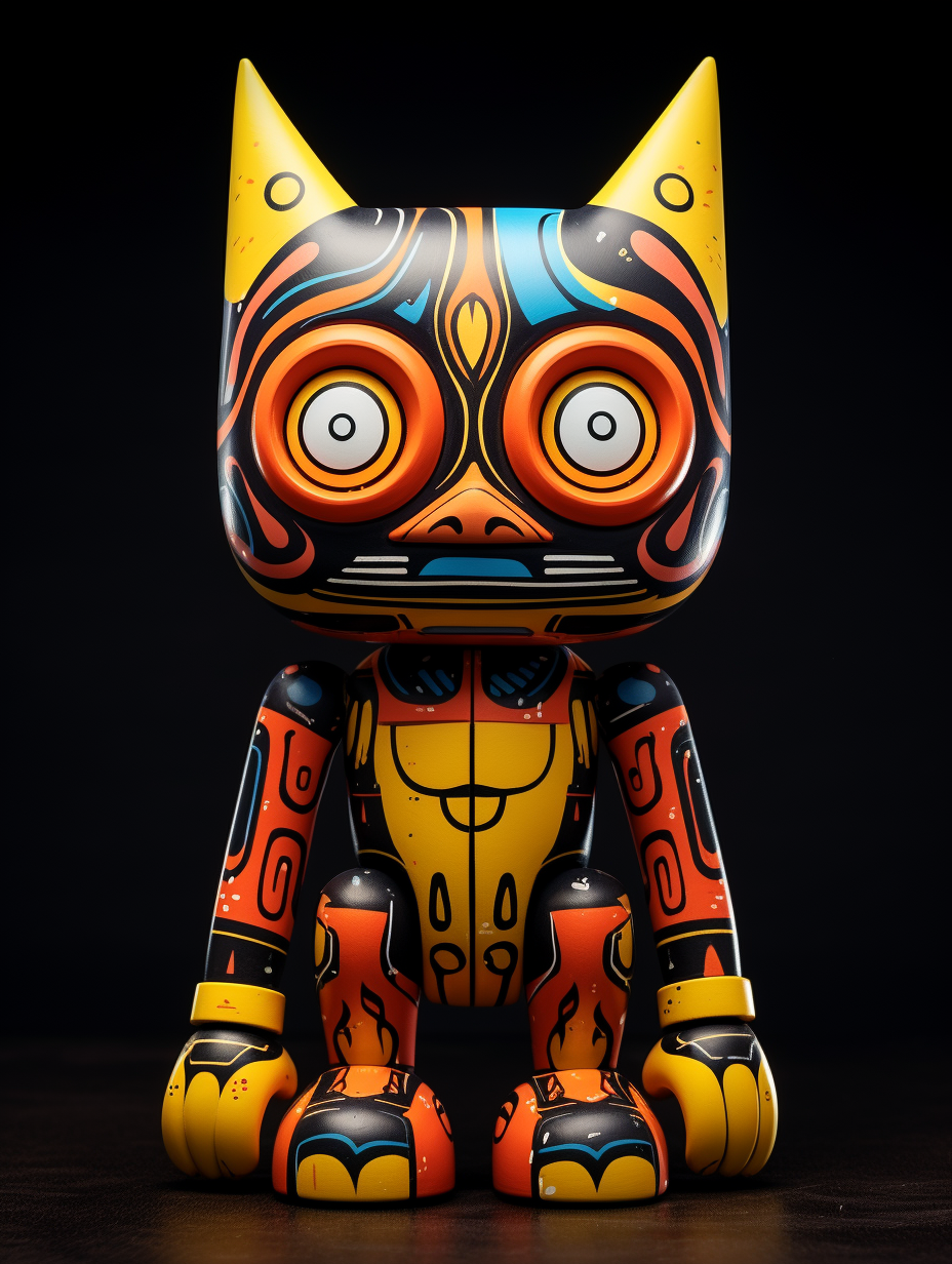 Abstract vinyl toy figure sitting upright