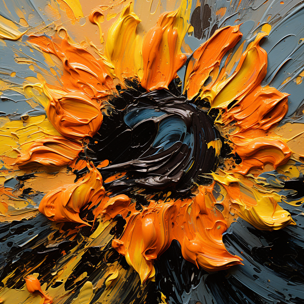 Abstract Sunflower Oil Painting Details Macro Close-up