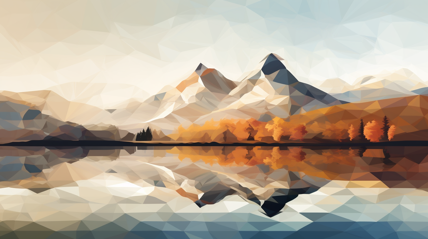 Beautiful abstract mountain and lake painting