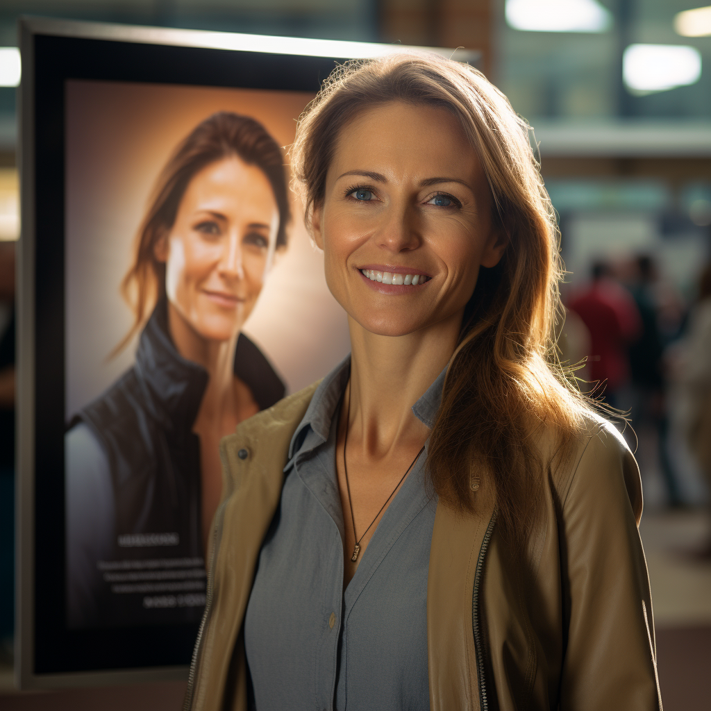 Woman Presenting Academic Poster