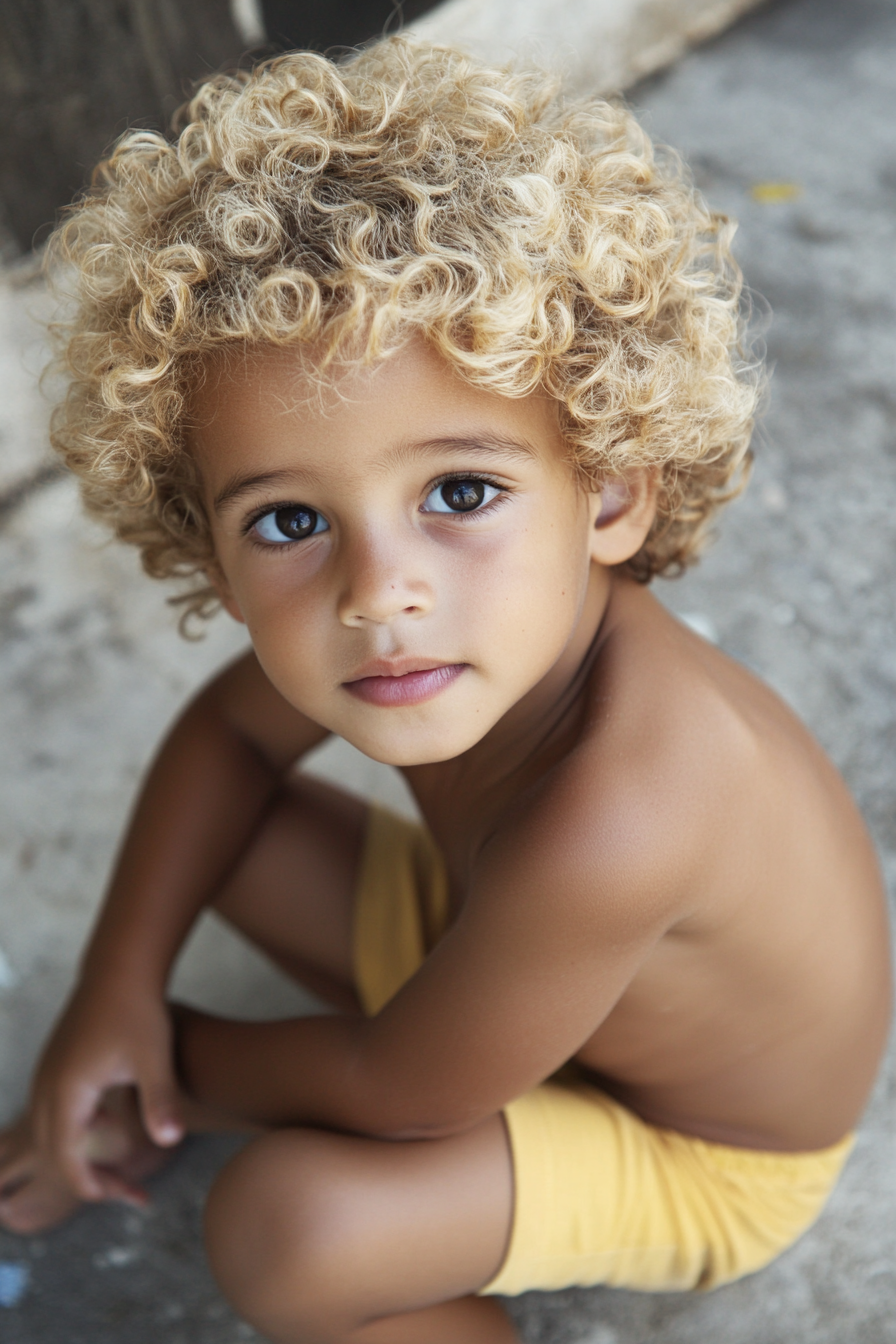 Muscular 4-year-old boy playing