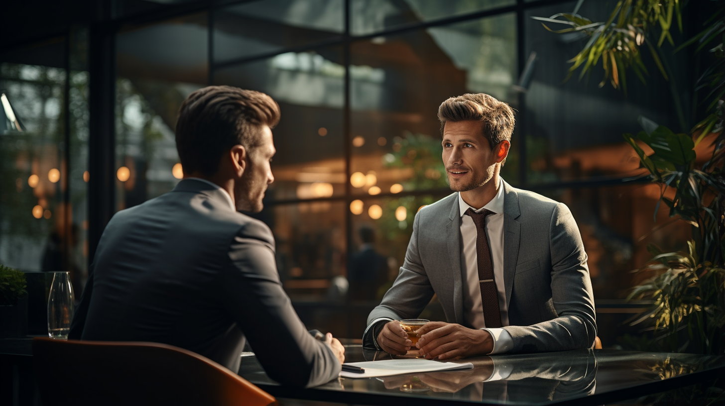 Two business colleagues having a conversation