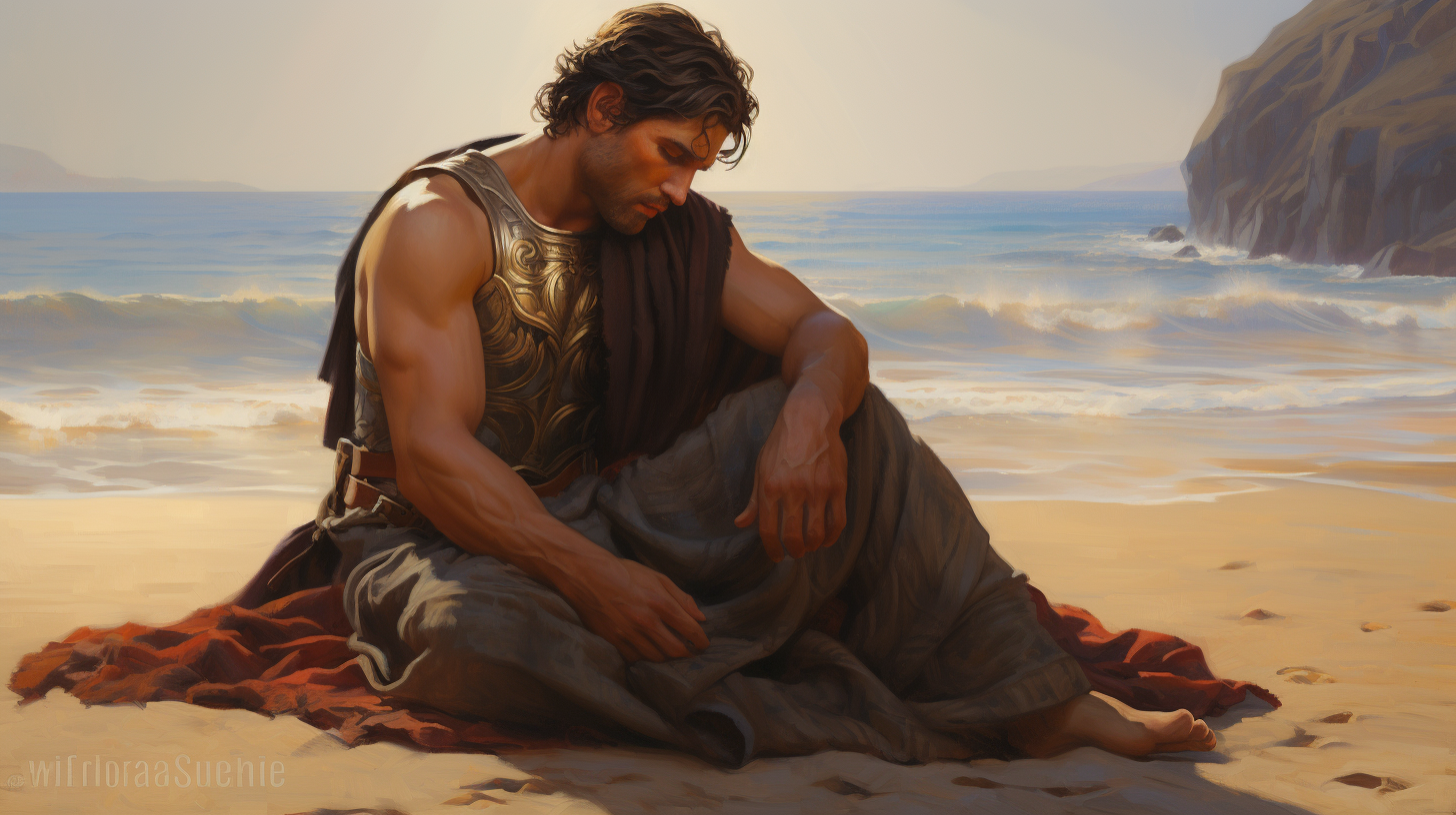 Achilles grieving on Troy beaches