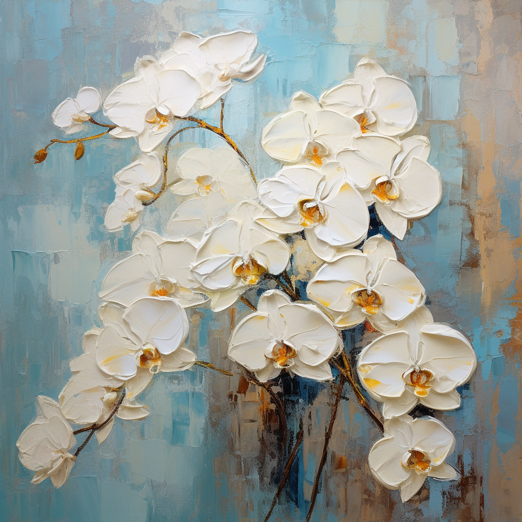 White Orchids on Acrylic Paint Texture