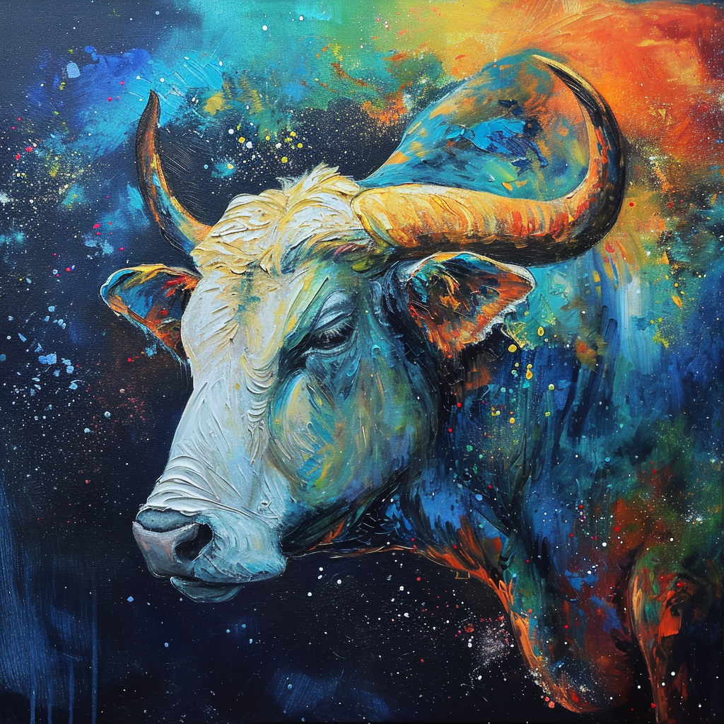 Beautiful acrylic painting of Taurus sign