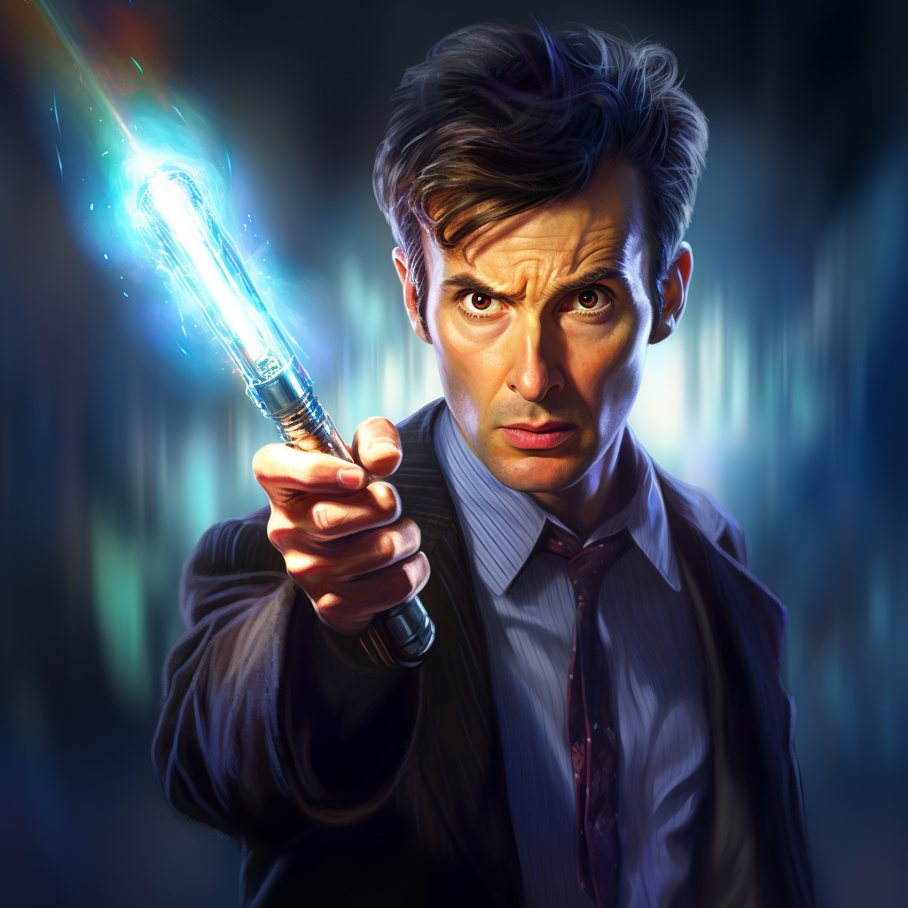 Doctor Who using sonic screwdriver skillfully