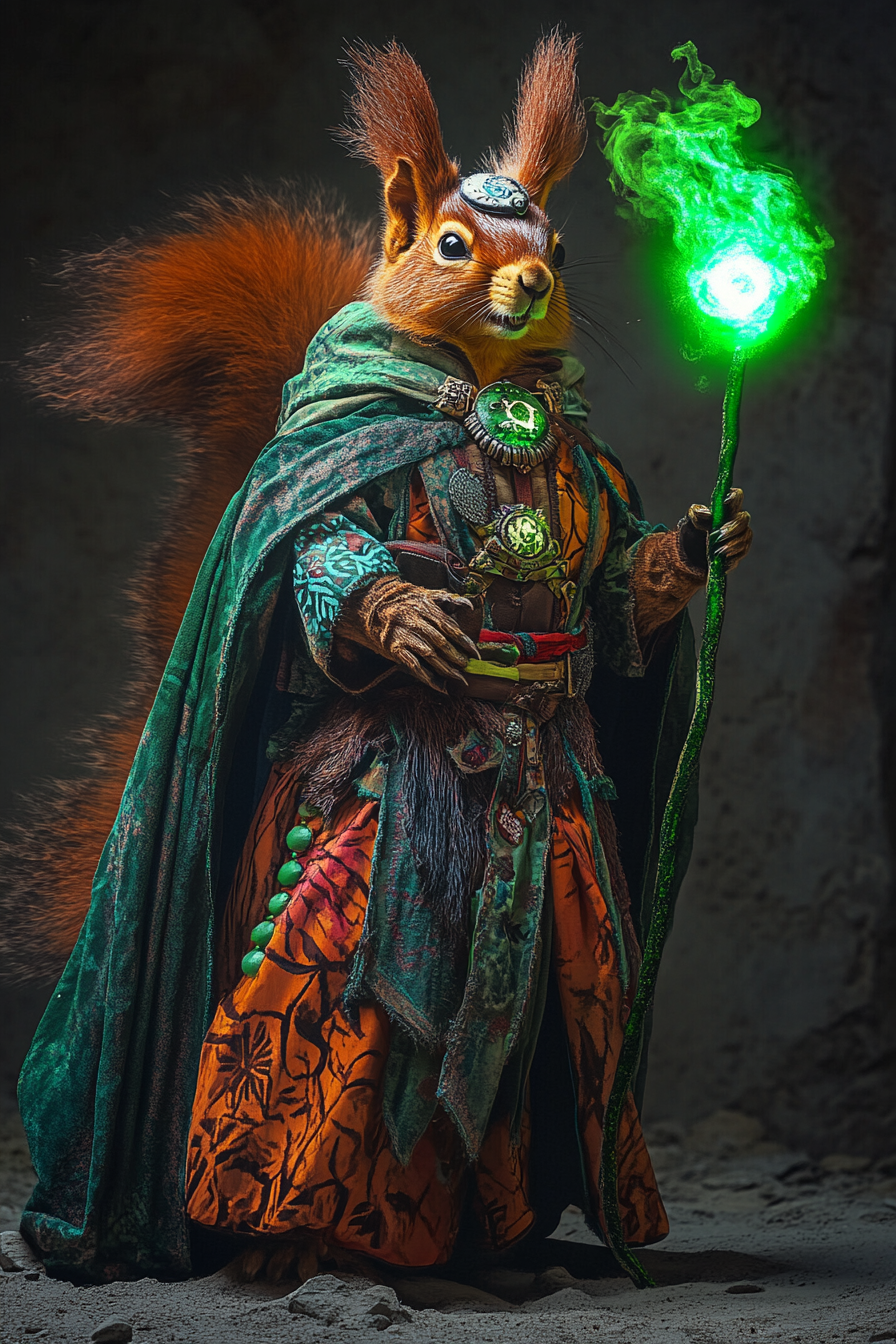 Squirrel humanoid with magic staff