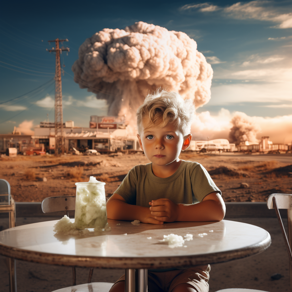 Kid enjoying a soda in a diner