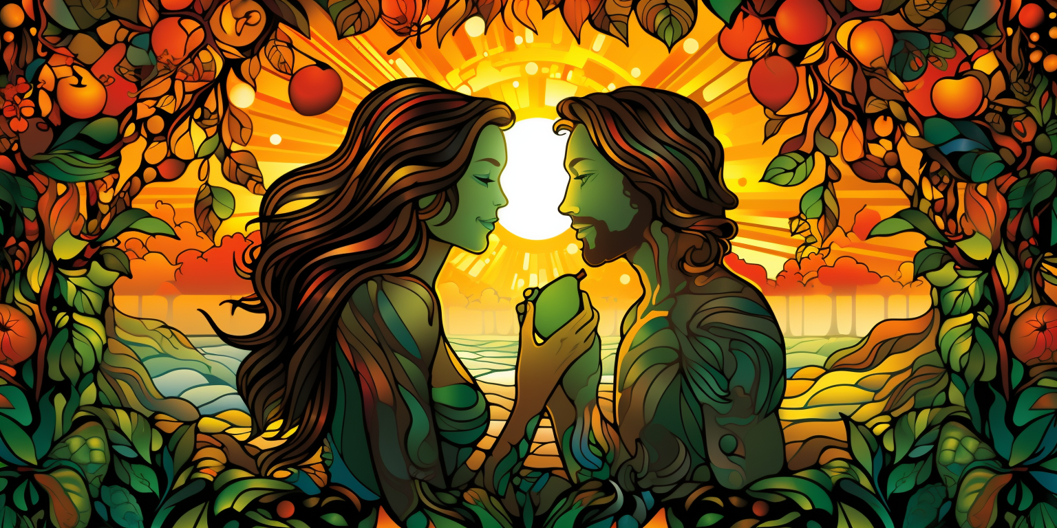 Illustration of Adam and Eve in the Garden