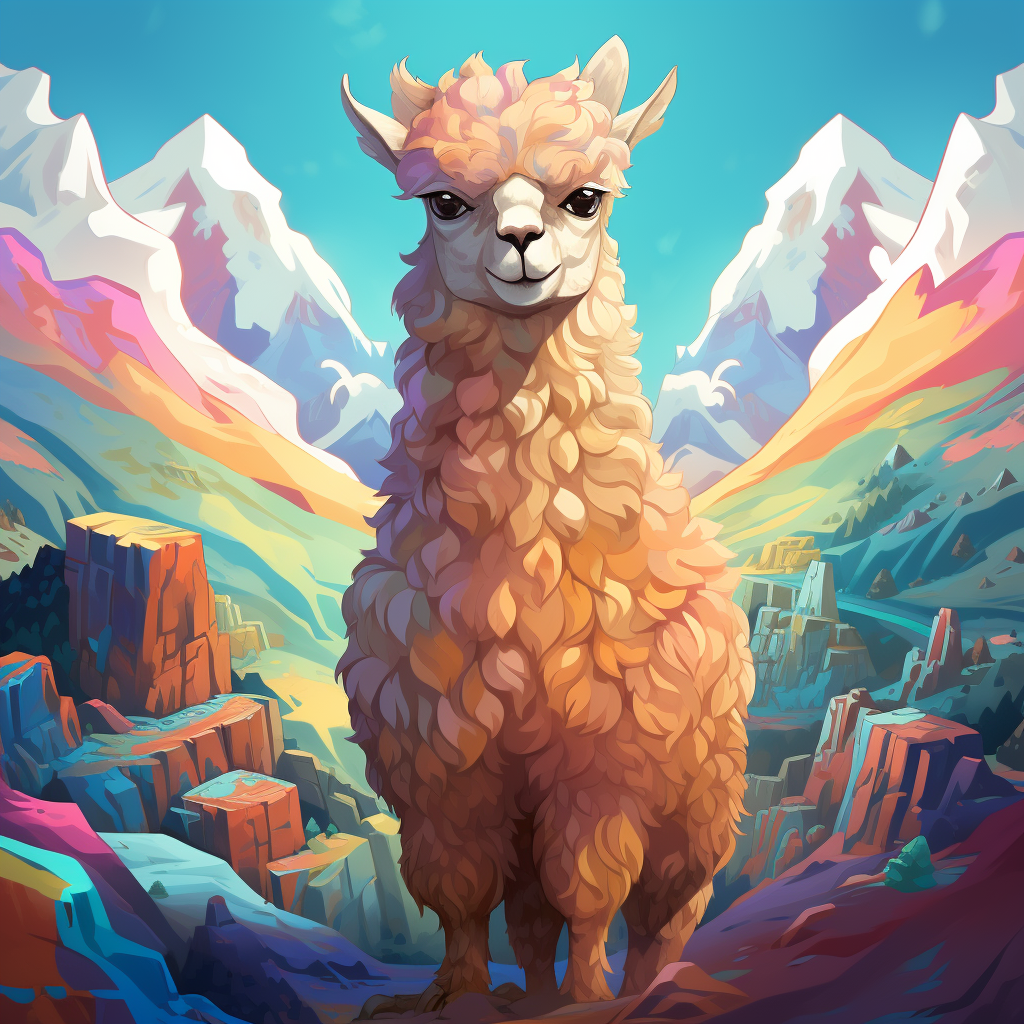 Colorful Earth Element Alpaca Illustration