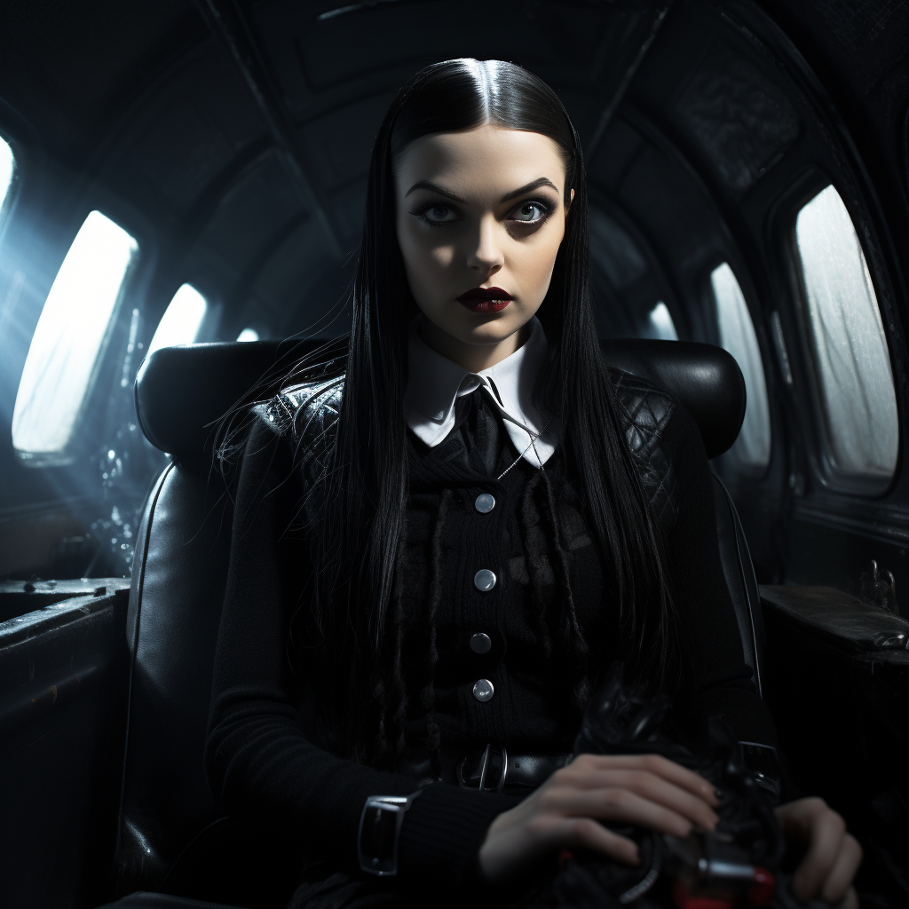 Wednesday Addams driving the Batmobile in Gotham