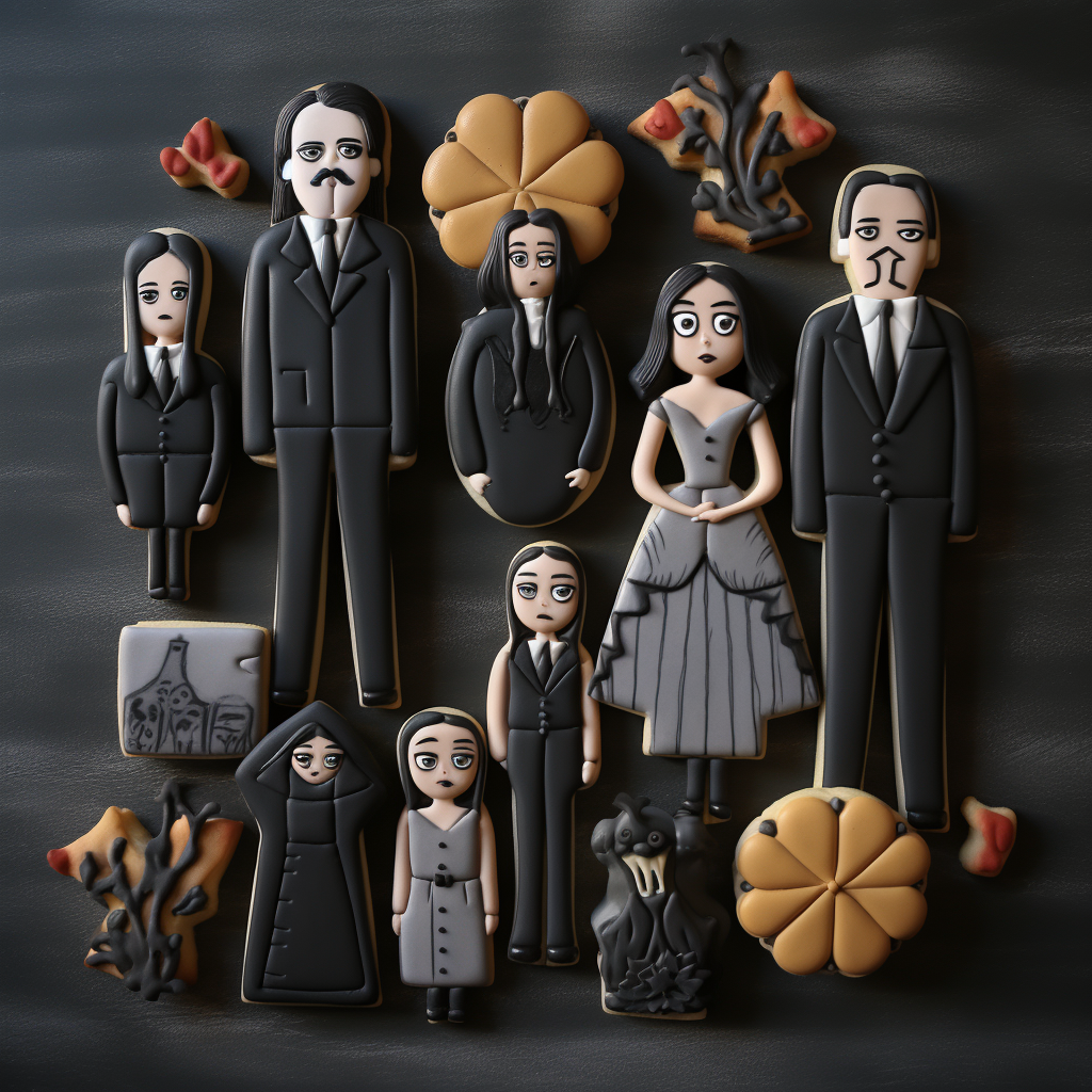 Close-up of Addams Family Hand Cookies