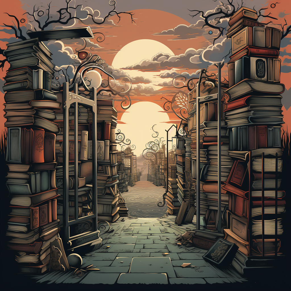 Illustration of Three Gates with Books