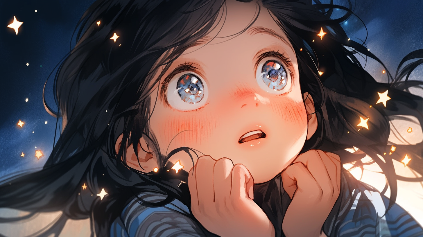 Cute girl admiring the night sky