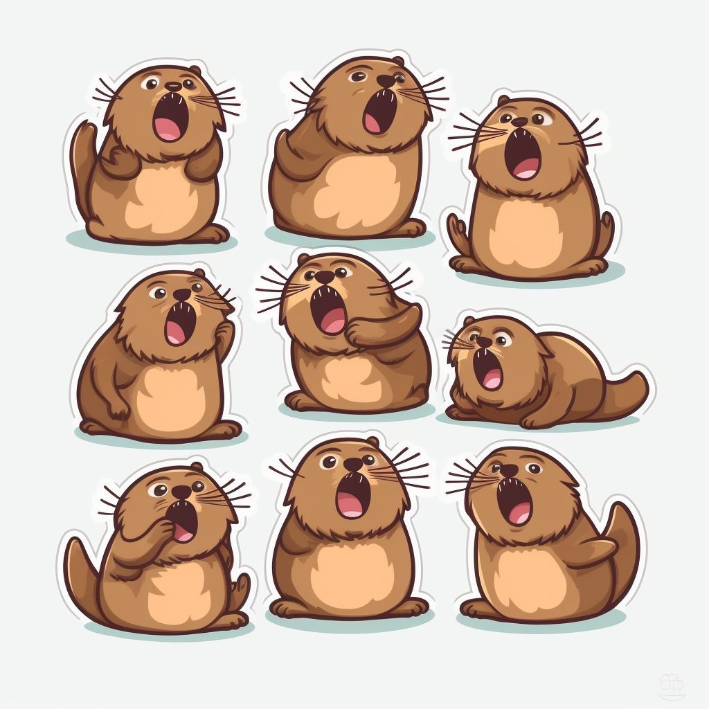 Adorable beaver cartoon stickers yelling