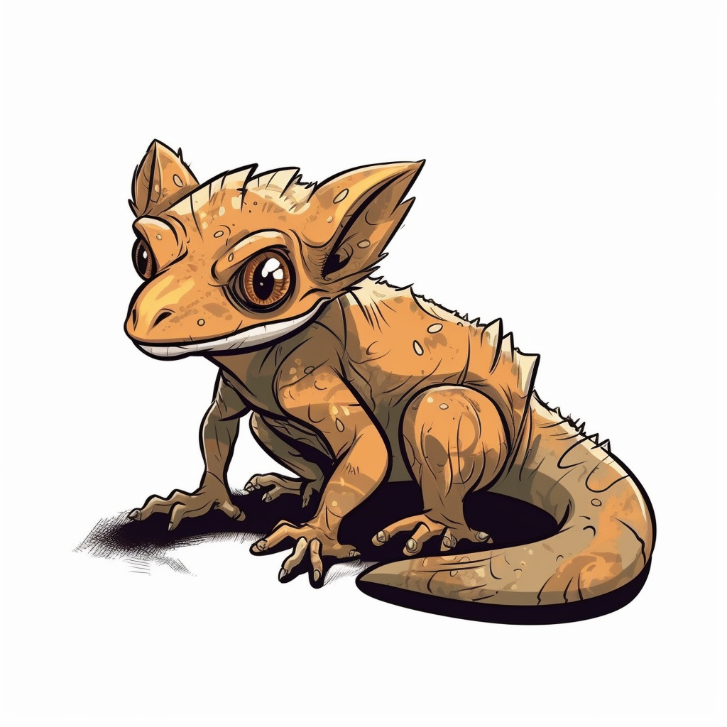 Cute crested gecko in manga style