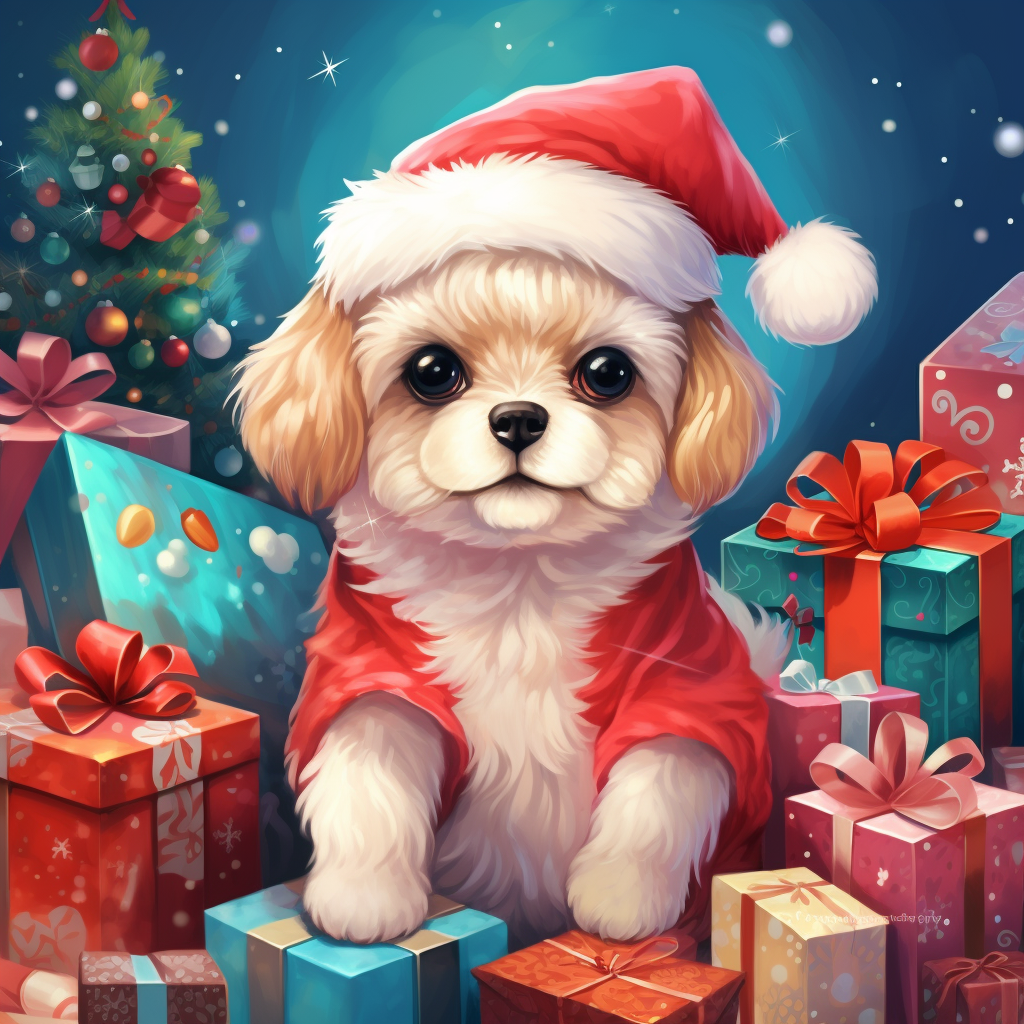 Cute Dog in Santa Costume