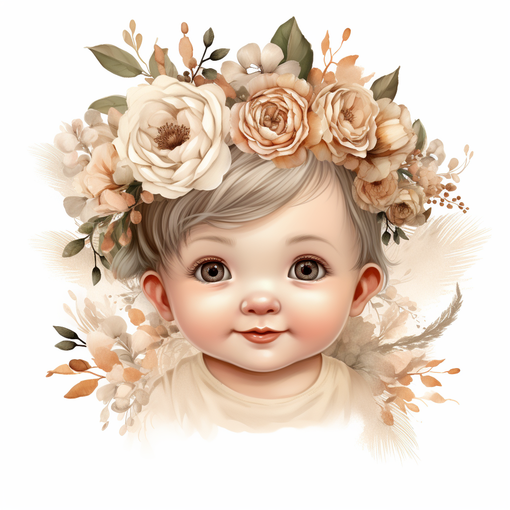 Cute floral clipart for babies