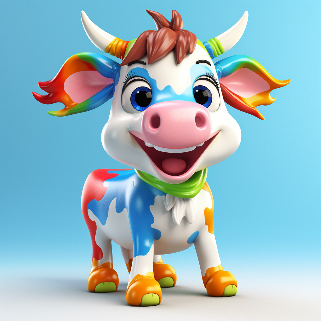 Adorable happy cow cartoon image