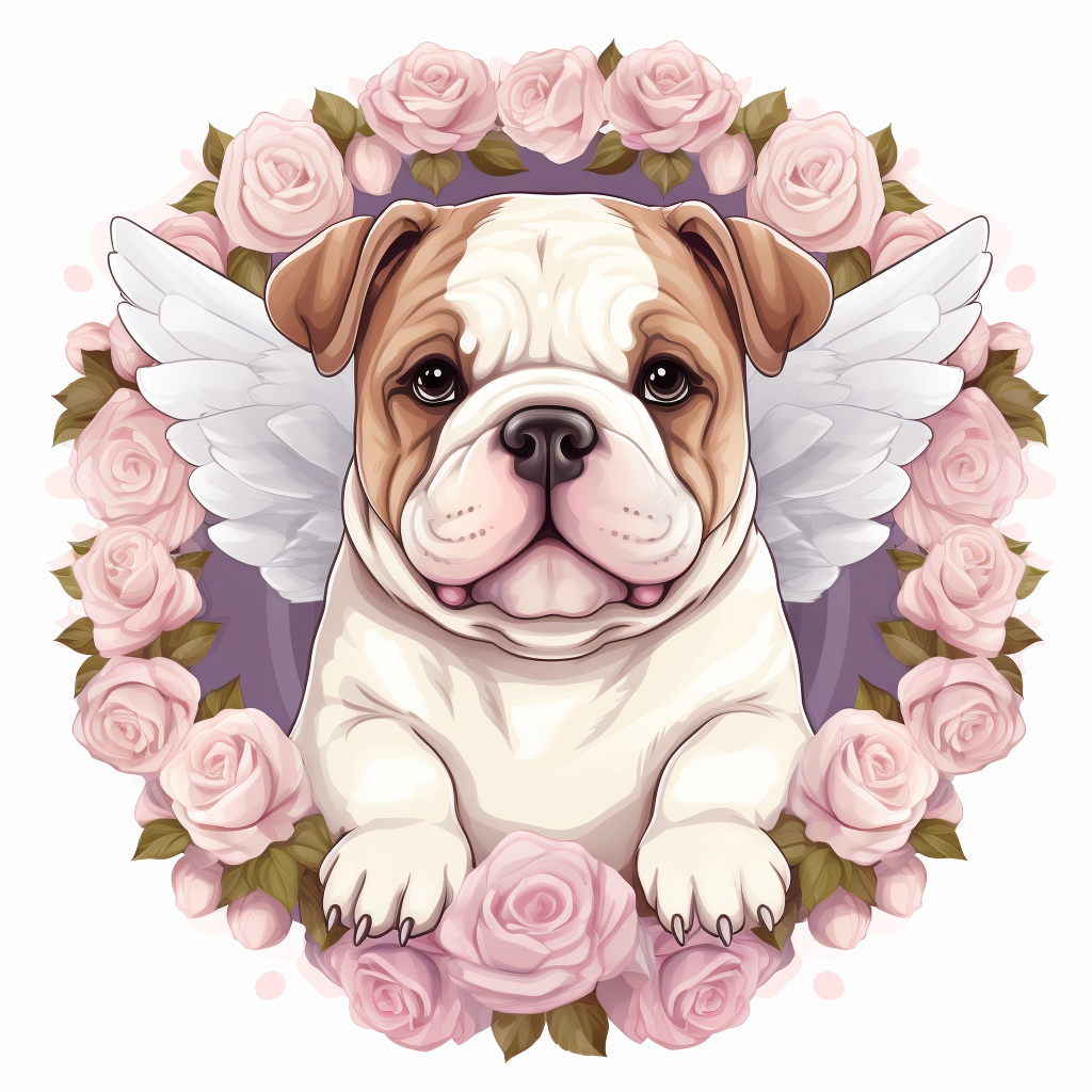 Cute Bulldog with Angel Wings