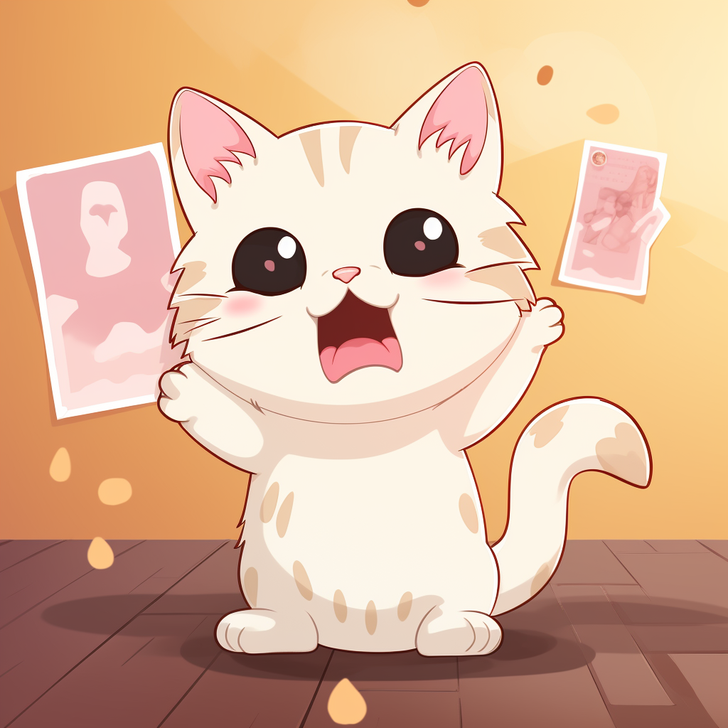 Cute Kitten with Birthday Card Cartoon