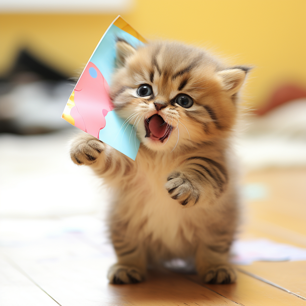 Cute Kitten Carrying Birthday Card