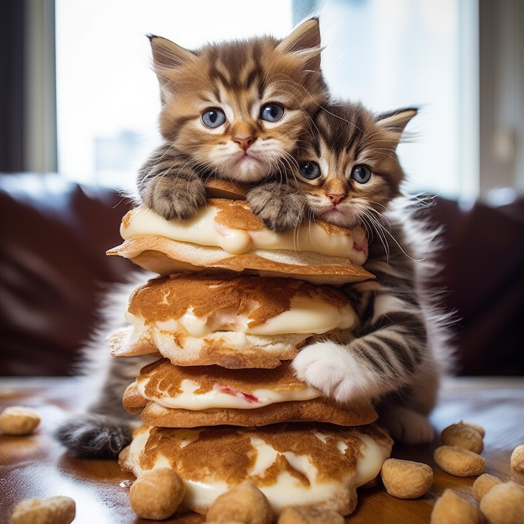 Three adorable kitties on a Nutella-filled French pancake house