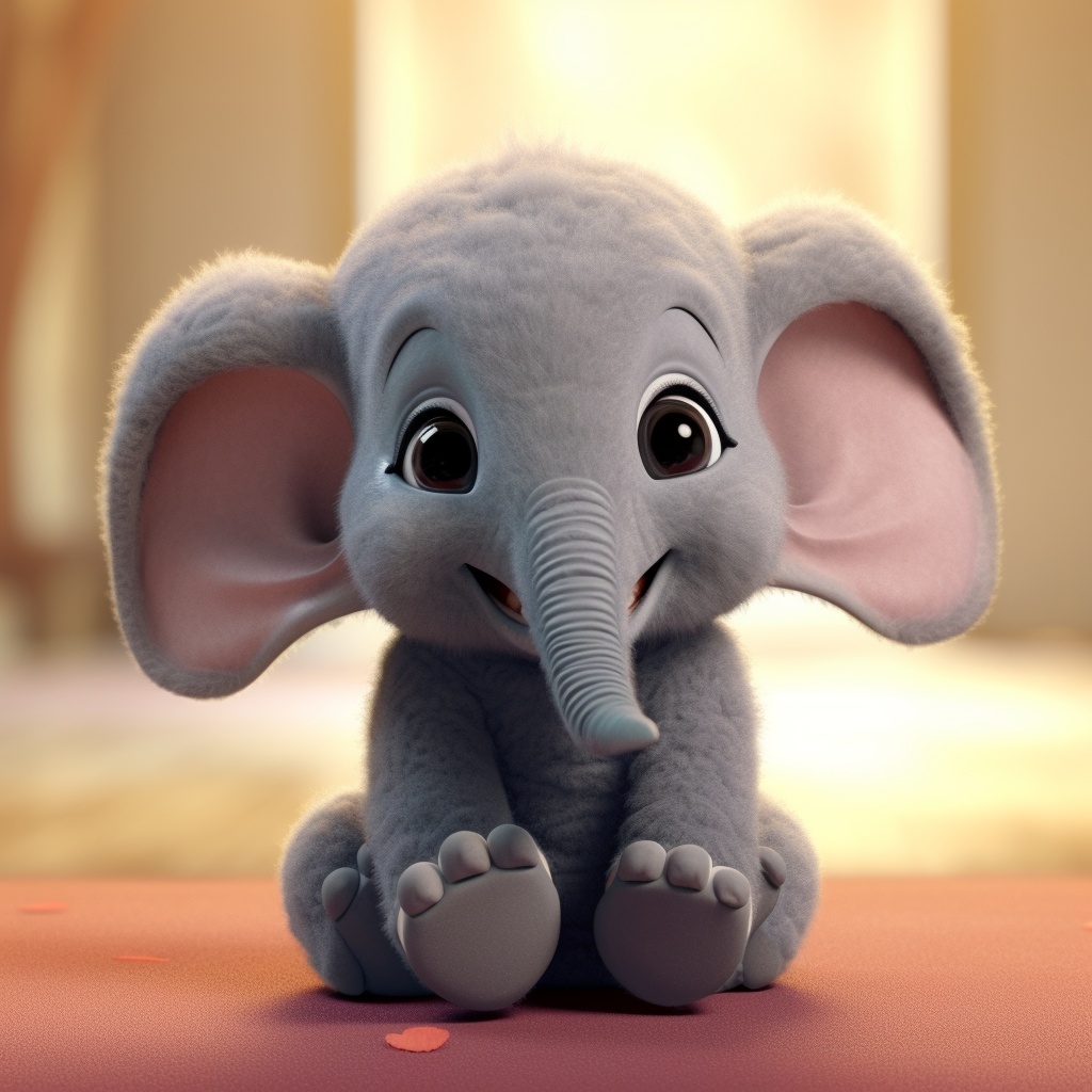 Smiling elephant holding heart with  FIA  text