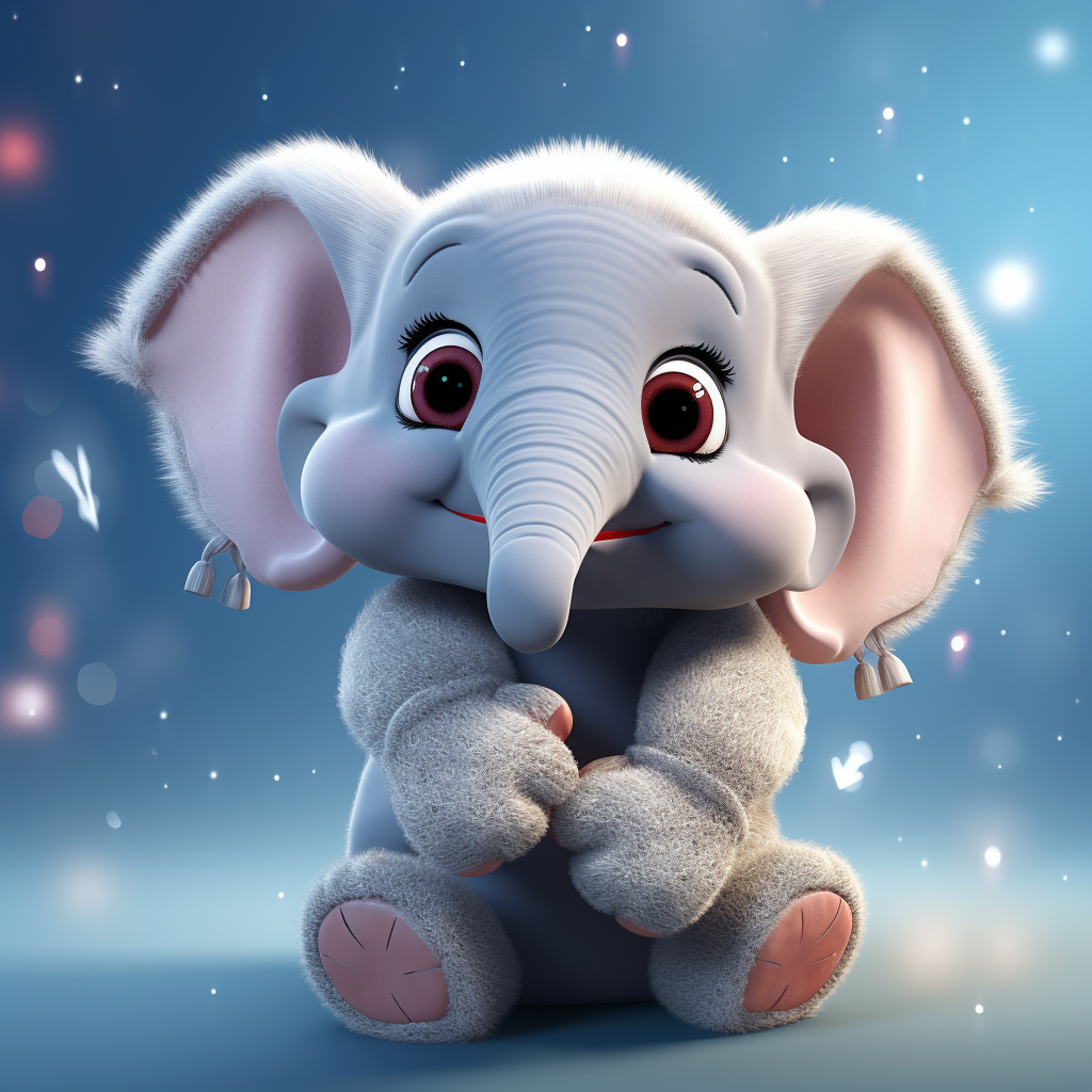 Cute elephant holding heart with  FIA