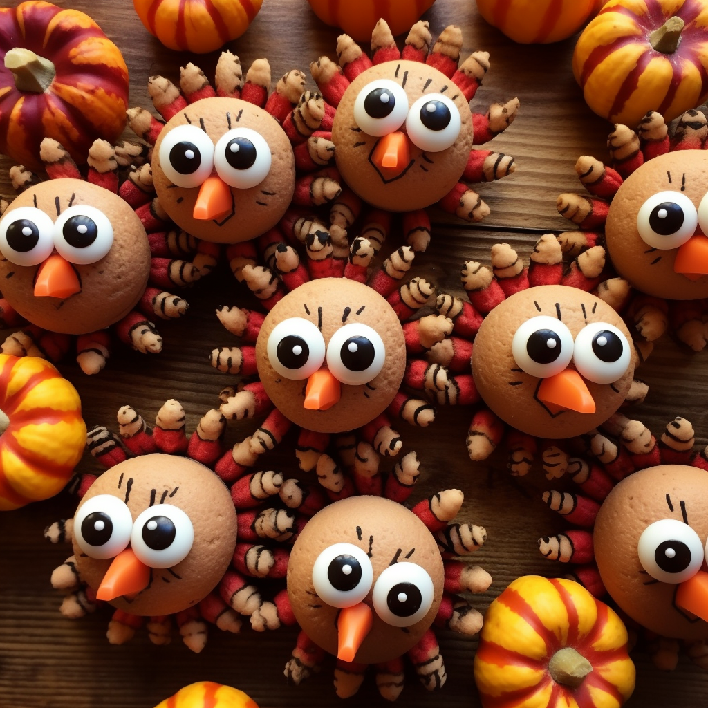 Cute turkeys with kawaii eyes