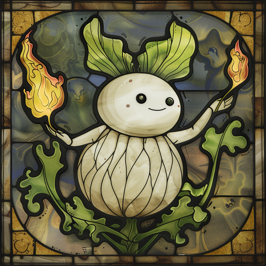 Stained glass cute turnip bender